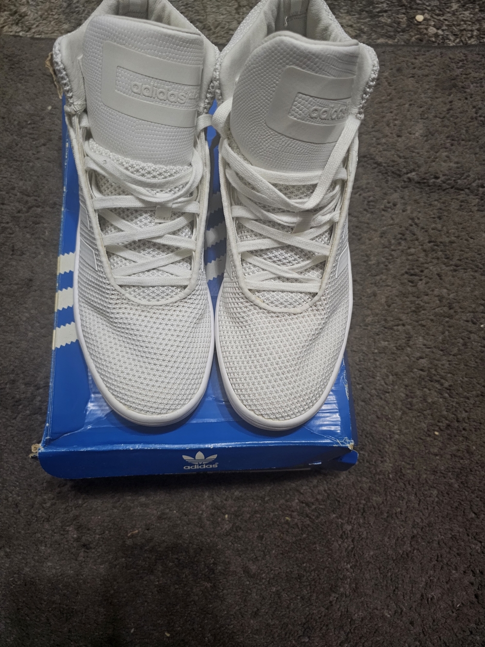 adidas White High-Top Mesh Trainers